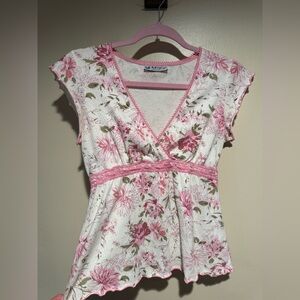 Y2K baby doll top lace trim - Self Esteem - womens juniors small